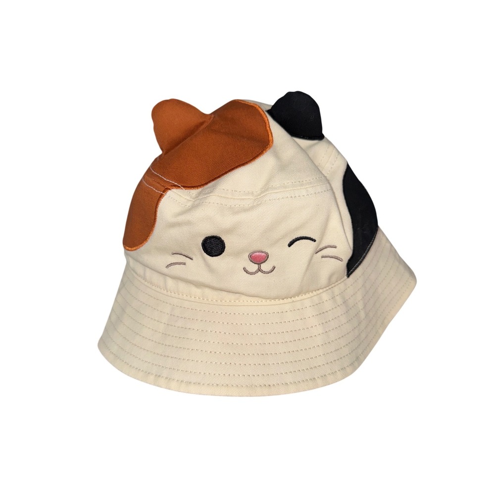 Squishmallows Cam the Cat Bucket‎ Hat Cream Calico Embroidered Ears Like New